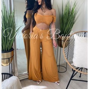 Two piece mustard pant set